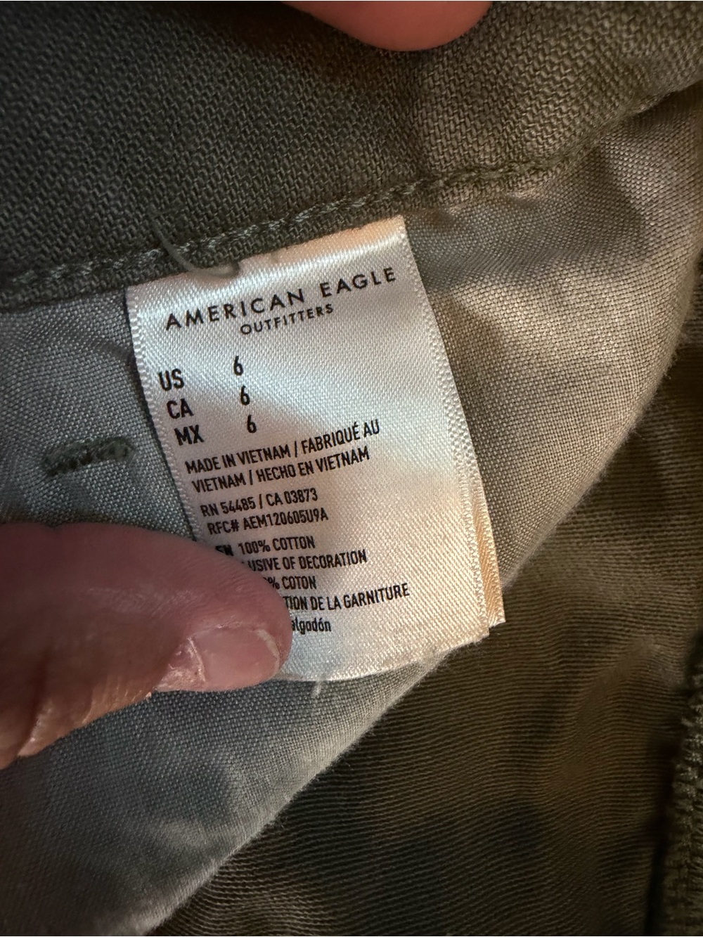 American Eagle Outfitters Olive Green Distressed Denim Cutoff Shorts - Picture 4 of 4